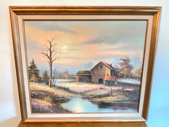 Framed Oil on Canvas Painting