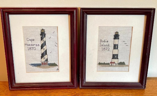 Pair of Framed Cross Stitches