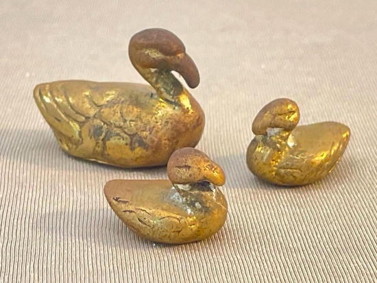 Set of Small Brass Swans