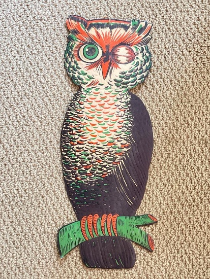 Vintage H.E. Luhrs Die Cut Cardboard Halloween Owl