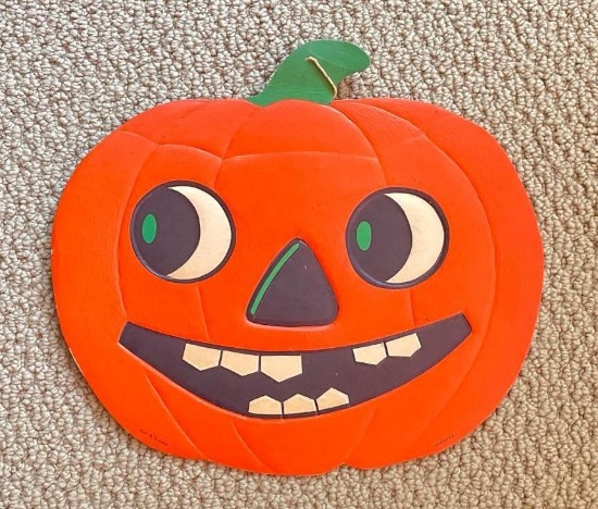 Vintage H.E. Luhrs Die Cut Cardboard Halloween Jack-o-lantern