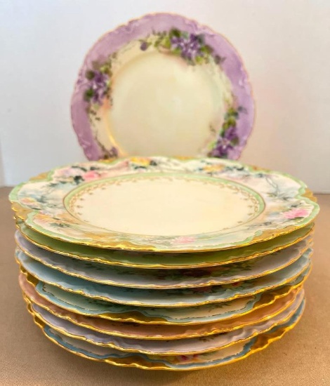 Set of Vintage Haviland Hand Painted Plates