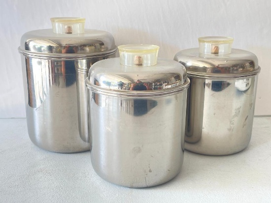 Vintage Revere Ware Stainless Steel Canister Set
