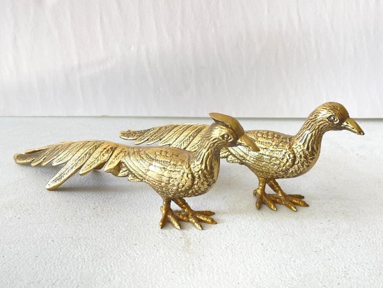 Pair of Vintage Brass Pheasants