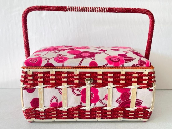 Vintage Sewing Basket with Contents