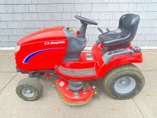 Online Only Auction of Simplicity 46" Cut Broadmoor 20HP Riding Lawnmower