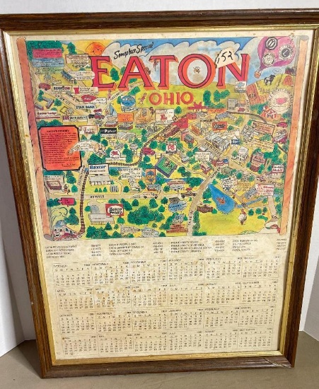 Framed Vintage Eaton Ohio Calendar (1988-1990)
