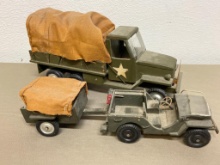 Vintage Wooden WWII Era Military Toy Vehicles