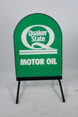 Contemporary Quaker State Motor Oil Tombstone Sign on Stand