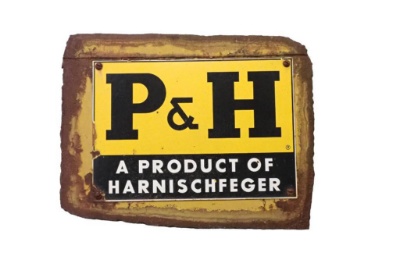P&H A Product of Harnischfeger Porcelain Sign