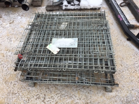 (2) Steel Folding Skid Baskets