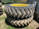 John Deere 18.4 R38 duals, w/ hubs, 9 bolt