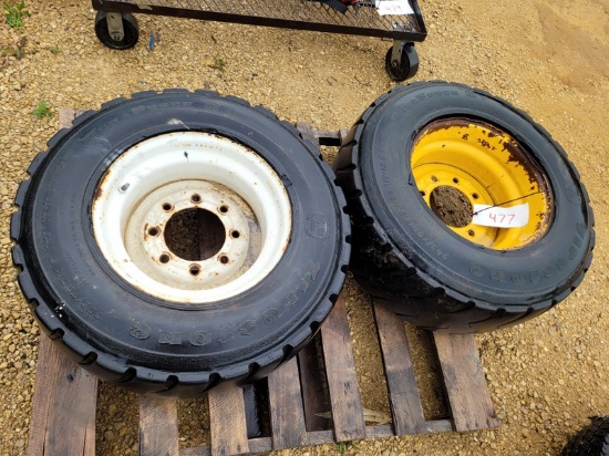 (2) 12x16.5 Skid Steer Tires & Rims