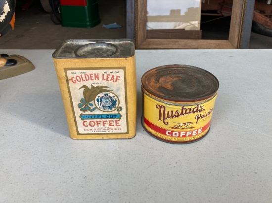 Golden Leaf and Nustad's Pointer Coffee Cans