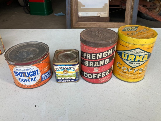 (4) Tin Coffee or Tea Cans