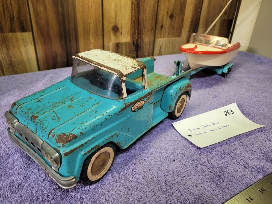 Tonka Baby Blue Pick-Up w/ Boat and Trailer
