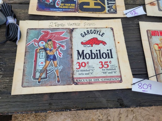 (2) Faux Retro or Vintage Signs