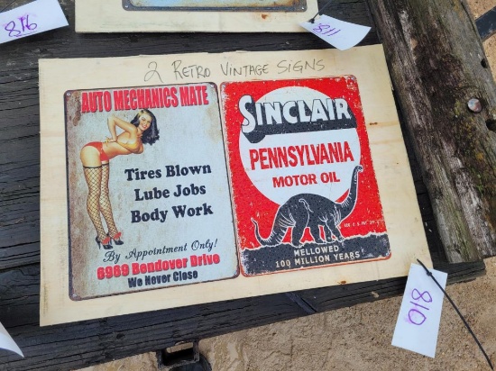 (2) Faux Retro or Vintage Signs