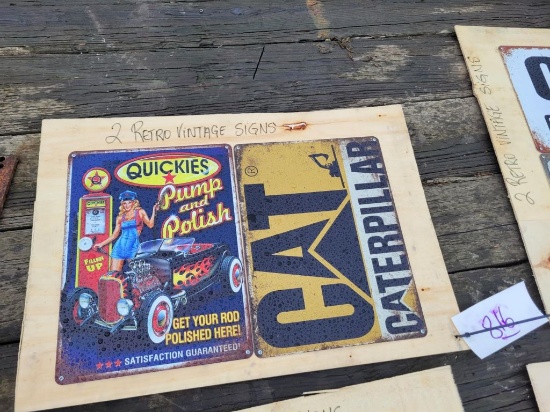 (2) Faux Retro or Vintage Signs