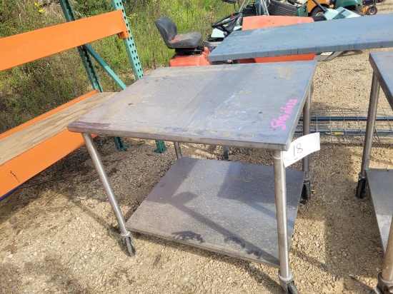 Stainless Steel Rolling Table Shop Bench