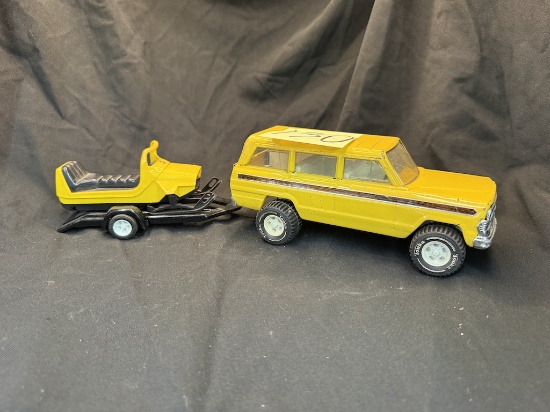 Tonka Jeep and Snowmobile w/ Trailer