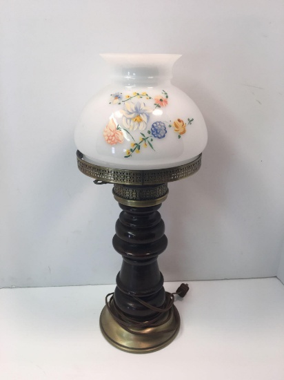 Vintage table lamp/ handpainted globe