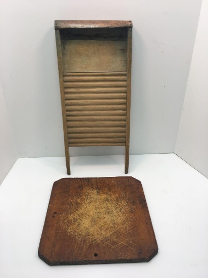 Antique hosiery washboard, cutting board