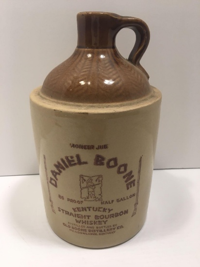 Stoneware/pottery (Daniel Boone Kentucky straight bourbon whiskey jug; distilled Old Boone