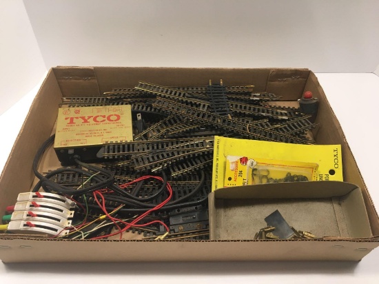 HO scale train accessories (TYCO transformer, track, switch, more)