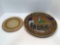 2 decorative wooden plates
