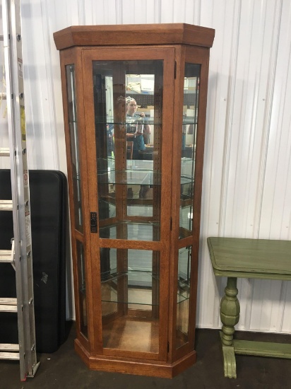 Lighted/mirrored corner curio cabinet