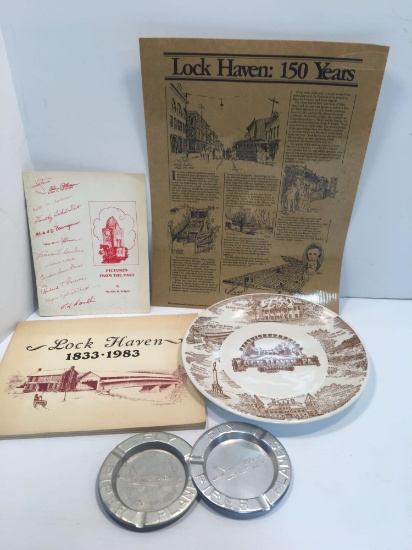 Lock Haven memorabilia, 2 aluminum PIPER aircraft ashtrays