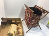 Vintage STEREOSCOPE & pictures, sewing bag