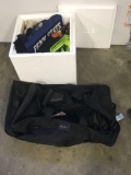 Eddie Bauer duffel bag, Penn State stadium seat, tote bags, styrofoam cooler