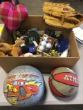 Sports lot (ball glove, balls, golf balls, trophys, tees, more)