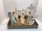 Irish themed nativity scene, cross figurines