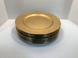 Gold-colored plastic plates