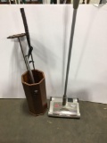 Bissell perfect sweep turbo, vintage golf club, umbrella stand, more