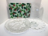 Glass cutting board, cake stand, serving platters