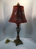 Metal/ plastic table lamp w/painted lampshade