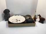 Dog by Nina bowl, Avon decanters, wax warmer, more