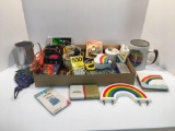 Rainbow set of key hook/coasters/trinket box, Virginia Beach mug, metal mug/stein, more