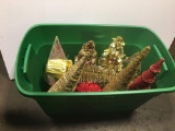 Decorative small Christmas trees, tote w/lid