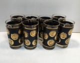 Black & gold-color glasses with images of old coins