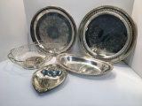 International Silver Co. platter, Gorham Silver platter, W.M. Rogers oval plate, bread basket, more