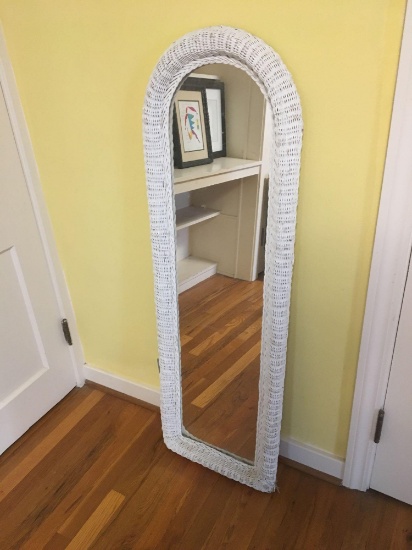 Full length wicker wall mirror