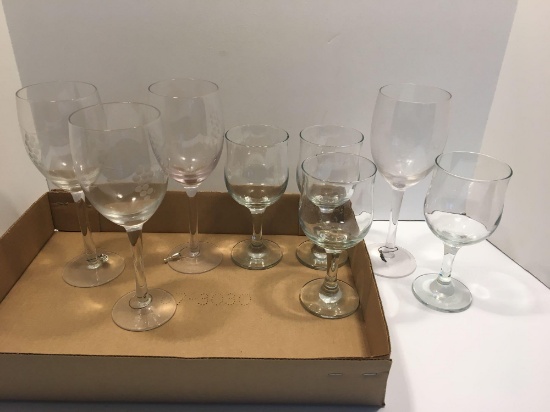 Etched stemware wine glasses, stemware wine glasses