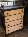 Vintage wooden chest of drawers w/ mounted pencil sharpener and clothes hooks