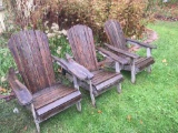 3 matching wooden outdoor chairs