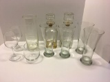 Glass lot: Decanters, glasses, stemware, more